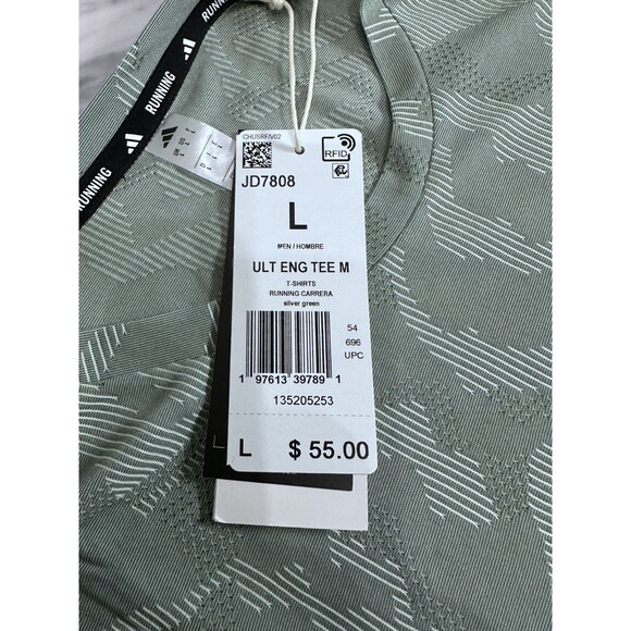 Adidas ULT ENG Tee Green running racing top Jersey shirt JK7808 Large - Picture 16 of 16